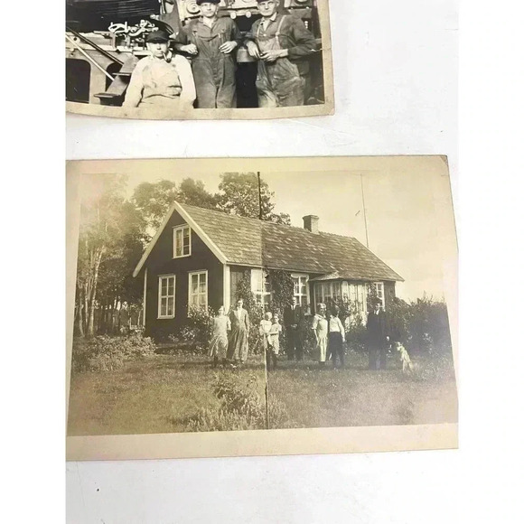 VTG Lot Family Houses Men Working Machinery Field Photograph Early 1900's - Picture 5 of 7
